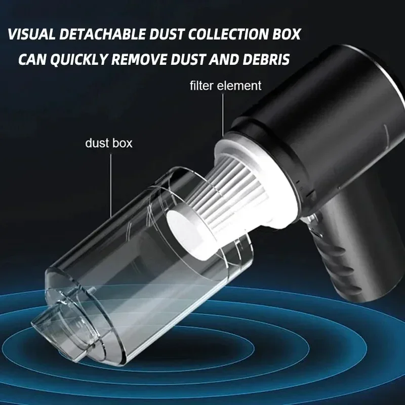 Portable wireless car vacuum cleaner, mini vacuum cleaner, powerful vacuum cleaner, portable USB car, 98000PA