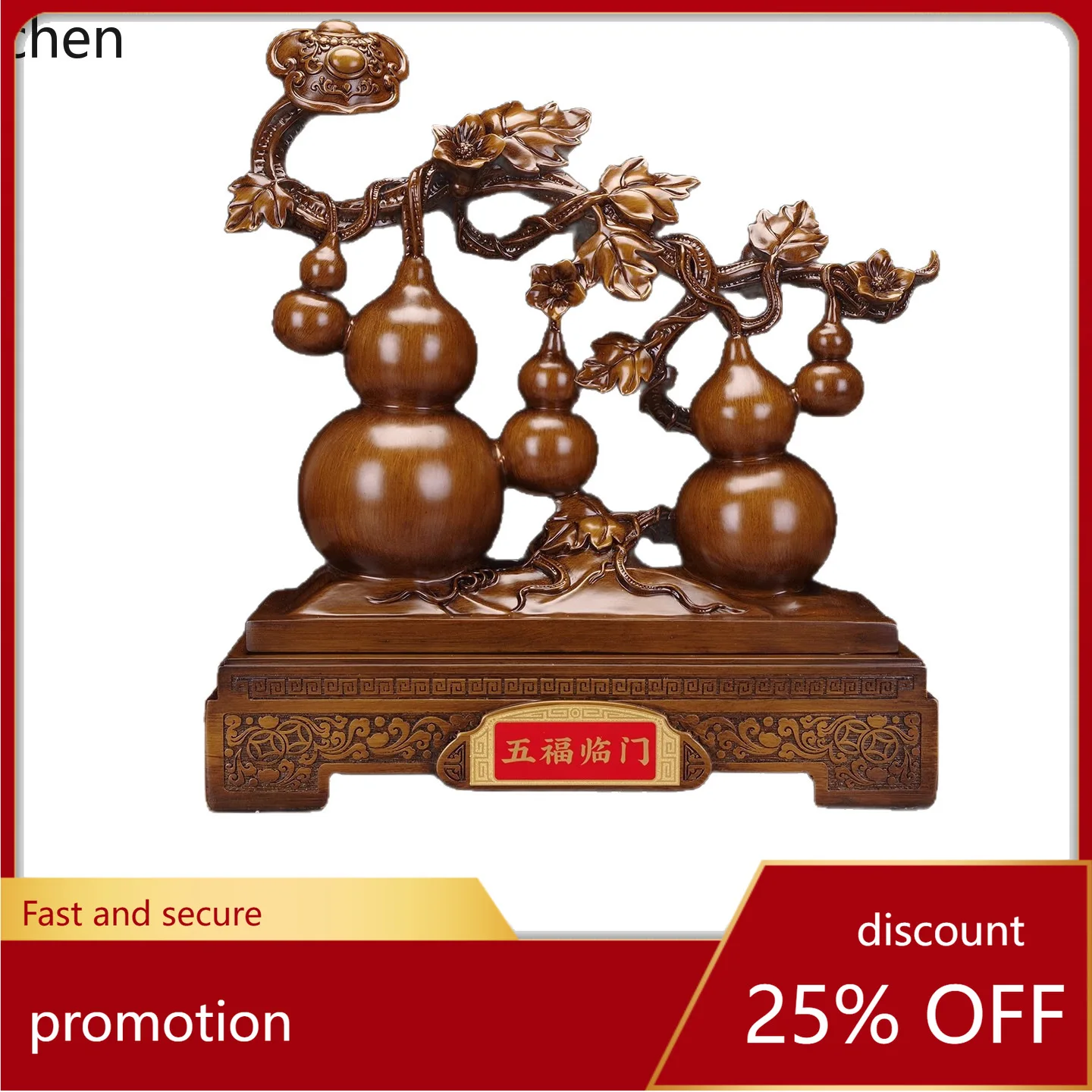 

CZ Five Blessings Gourd Ornament for Living Room Entryway, TV Cabinet Decoration, Opening Ceremony, Company Front Desk Gift
