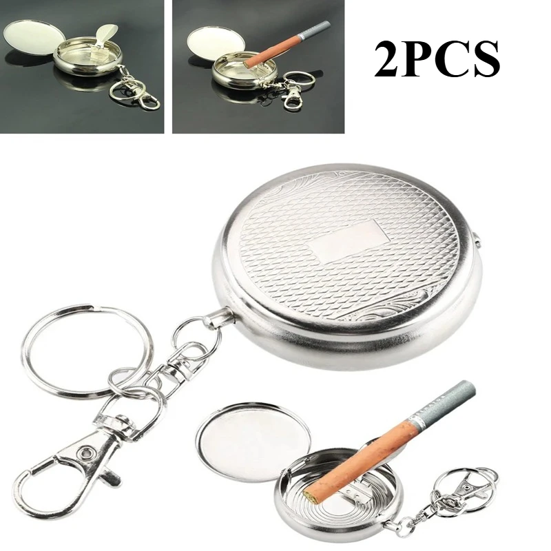 

2PCS Vehicle Cigarette Ashtray Ashtray with Key Chain Portable Mini Pocket Smoking Accessories Cinzeiros Diferentes