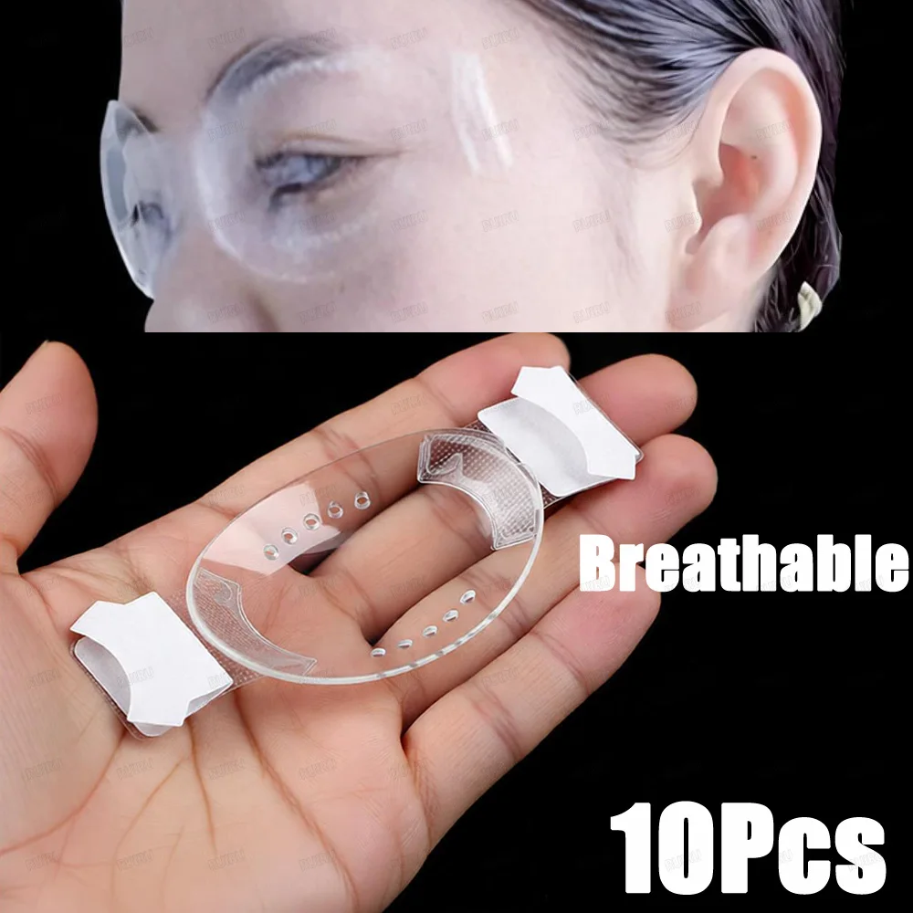 10Pcs Breathable Eye Goggle Use After Surgery Plastic Eye Shield Medical Transparent Ellipse Safety Self-adhesive Tape Protector