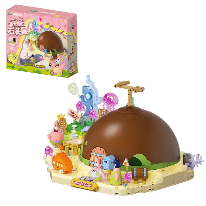 سبونجبوب منزل المباني كتل مع 4 أرقام روك الإضاءة منزل وحدات بناء مجموعات للبنين أطفال هدية الكريسماس 1300 قطعة #6