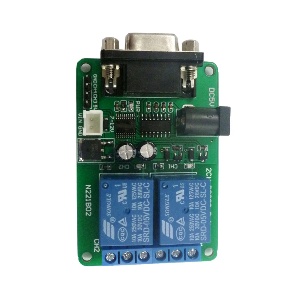 DC 5V-12V 2 Channel RS232 Relay Module Remote Control Relay USB PC UART COM Serial Ports Control Relay Board With LED Indicator