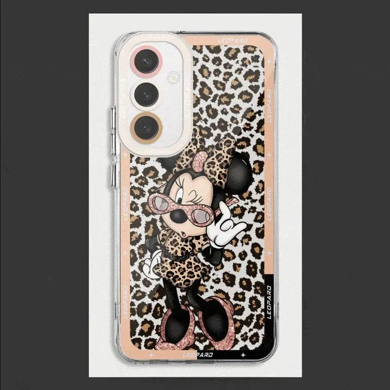 Disney Leopard Print Case for Samsung Galaxy A35 A55A53 A54 A73 A34 A33 A25 A24 A13 A14 A15 5G Transparent Soft