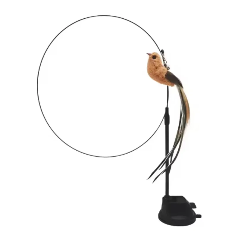 Katzenspielzeug, Katzen-Selbstspielzeug, Feder-Saugnapf, Katzen-Stick mit Glocke, Vogel-Ersatzkopf, Bissfest, Haustier-Spielzeug für Katzen und Hunde – Detail 6
