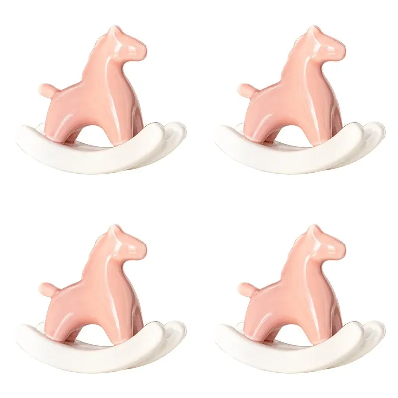 BAAJ-4X Rocking Horse Statue For Home, Modern Art Sculpture For Table Shelf Decor,B