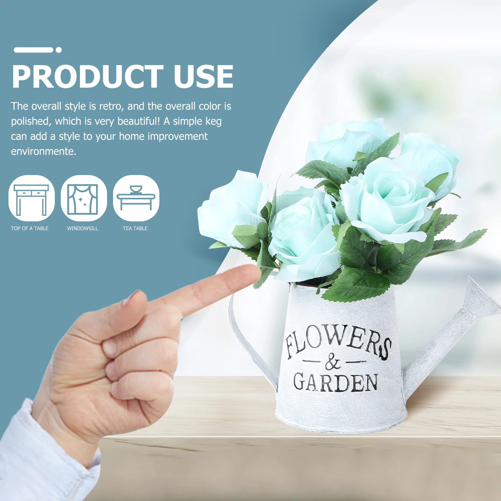 

Creative Flower Vase Can Rustic Iron Metal Jug Pitcher Tin Bucket Watering Can Shape Portable Pot for Home Wedding Party Decor