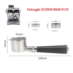 Coffee Bottomless Portafilter 51mm For Delonghi EC9335/9665/9115 Basket Replacement Espresso Machine Accessories