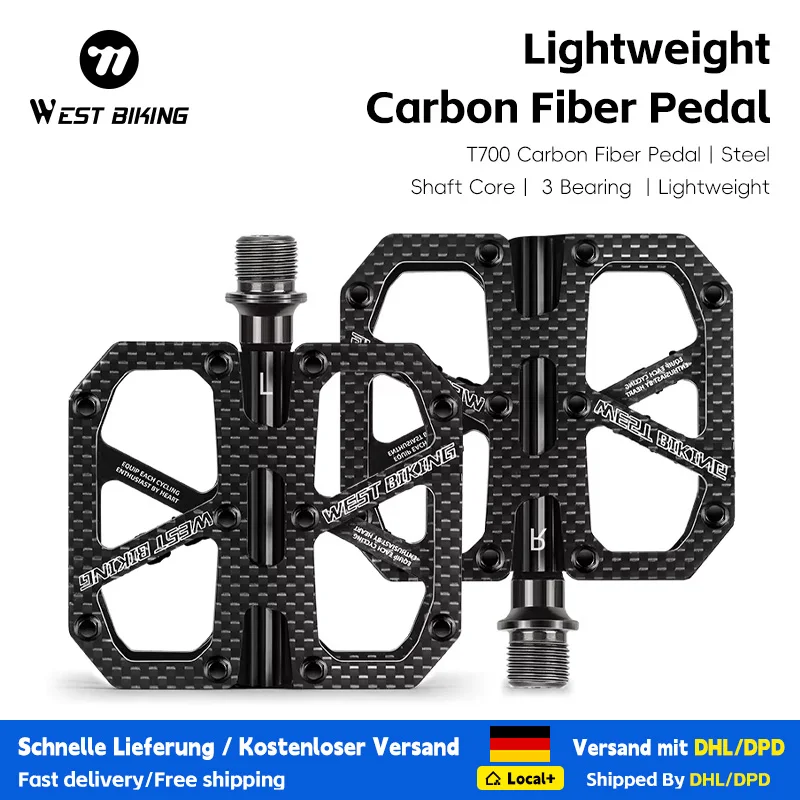 WEST BIKING Ultraleichte T700 Carbonfaser-Fahrradpedale MTB Rennrad 3 Lager Fahrradpedale Leichtgewichtige Mountainbike-Teile