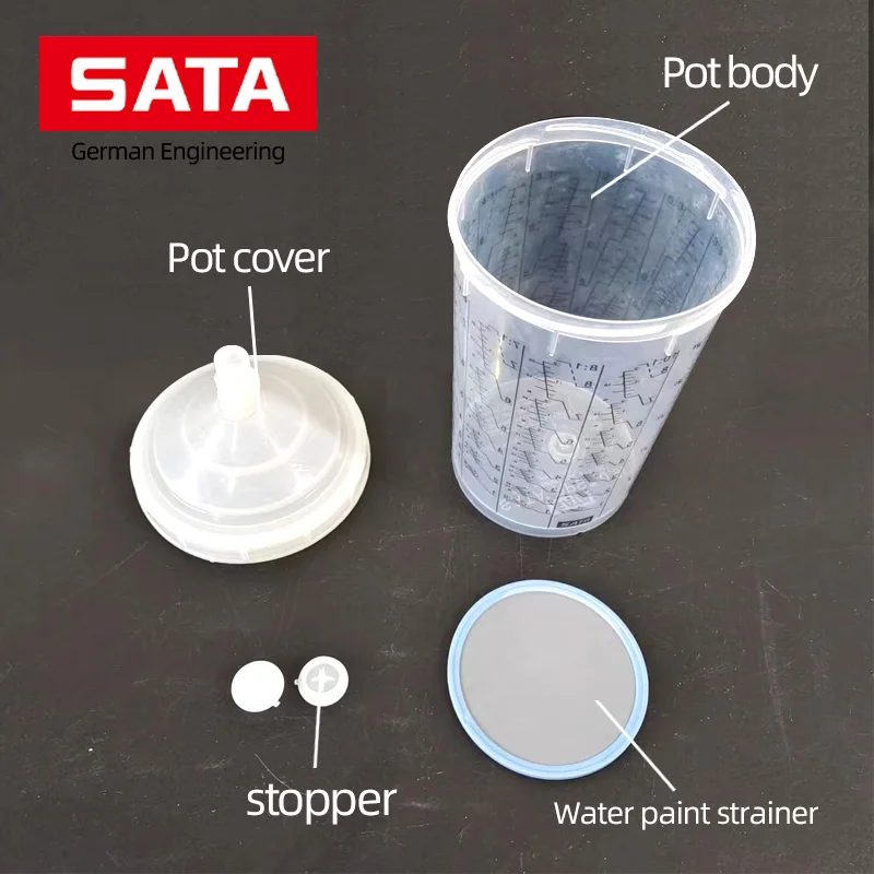 SATA 900 ML Spray Gun Multi-Purpose Paint Plastic Pot Transparent Paint Mixing Cup Water-Based Paint No-Wash Gun Pot