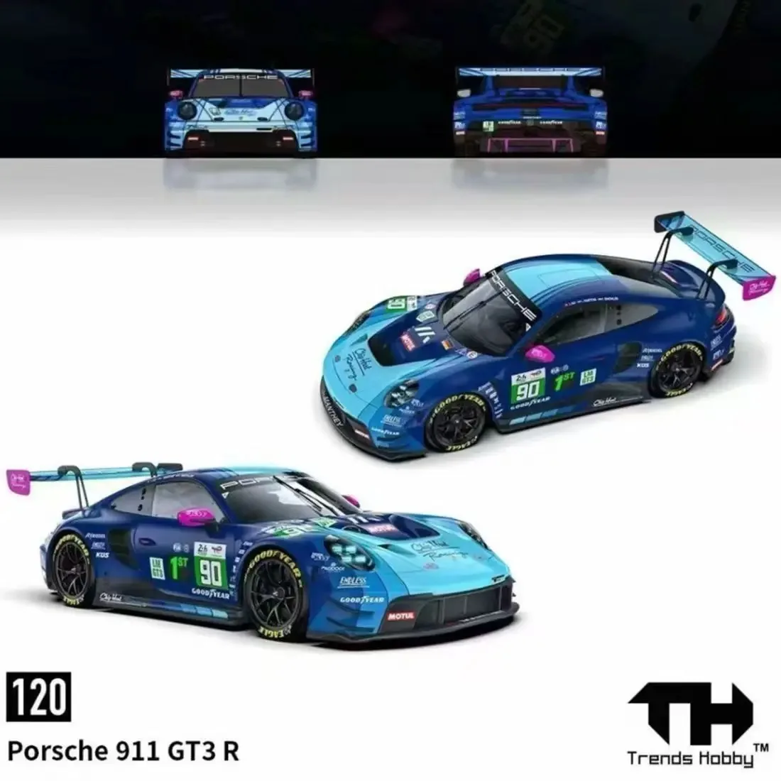 在庫トレンド商品-ホビー-th-1-64-ポルシェ-911-gt3-r-2025-ル・マン-24h-lmgt3-90合金ダイキャストカーモデルコレクションギフト