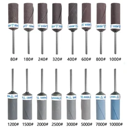 1-20pcs Fullsize 80-10000grit Sand Paper Bar 2.35mm Shank Cylinder Sandpaper Rod Grinding Head for Jewelry Making Rotary Tools