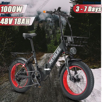 KETELES KS9 Folding Ebike 1000W Powerful Motor 48V18AH Battery Electric Bicycle 20*4.0 Inch Fat Tire All Terrain Electric bike