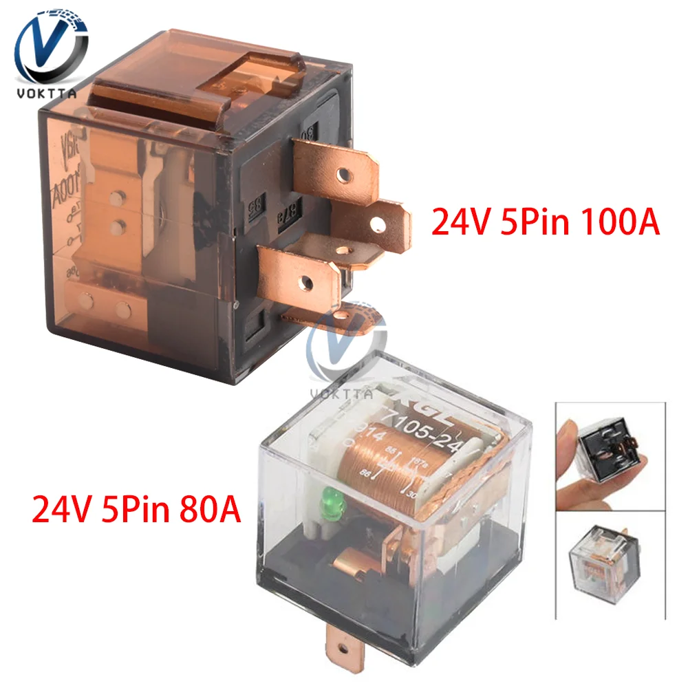 1pcs Waterproof Automotive Relay 24V 80A 100A 5Pin SPDT Car Control Device Car Relays DC 24V High Capacity Switching