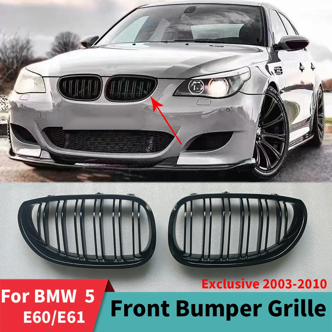 

Double Line Front Bumper Kidney Grille 2003-2010 For BMW E60 E61 M5 5 Series 520i 545i 550i 535i Car Sport Racing Grill