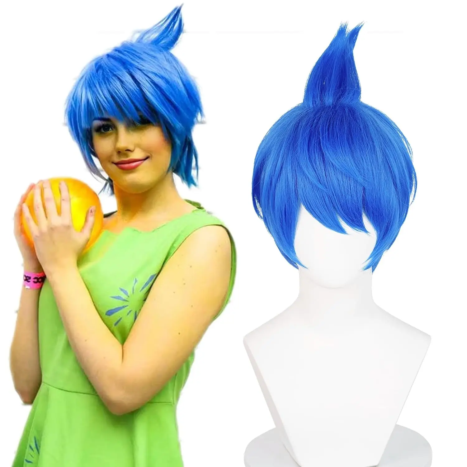 Joy Short Blue Wig Layered Anime Costume Wig for Halloween Cosplay Party Synthetic Party Fairy inside out Wigs