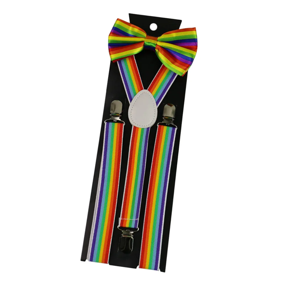 

2Pcs Set Colorful Dress up Accessory Party Colorful Dress Up Accessory Men Women Bright Bow Tie for Festive Photos