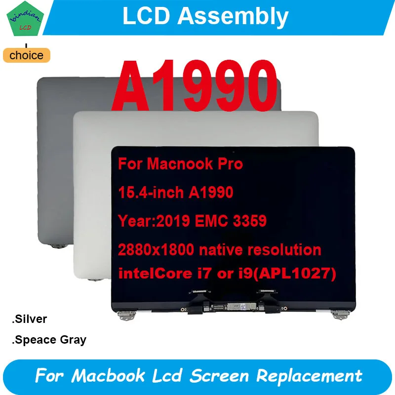 Laptop LCD Display Complete Assembly for Macbook Air, 15.4 in, A1707 A1990 Screen Replace, 2016 2017 Year, EMC, 3162, 3359, 2019