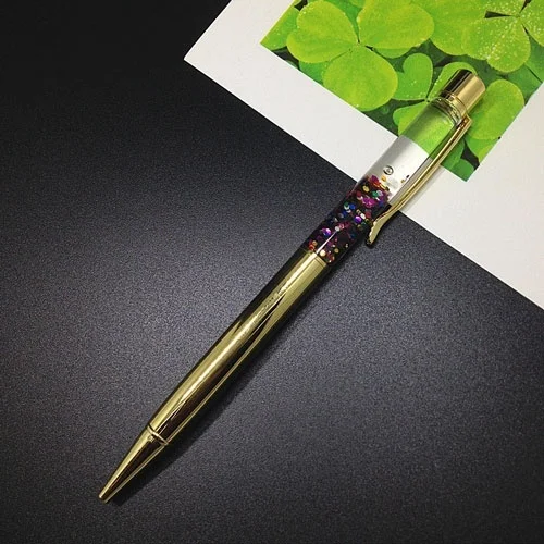 1Pcs Colorful Gold Powder Quicksand Ballpoint Pen Luxury Gold Foil Oily Ball Point Pen Black Refill 0.7mm Japanese Stationery