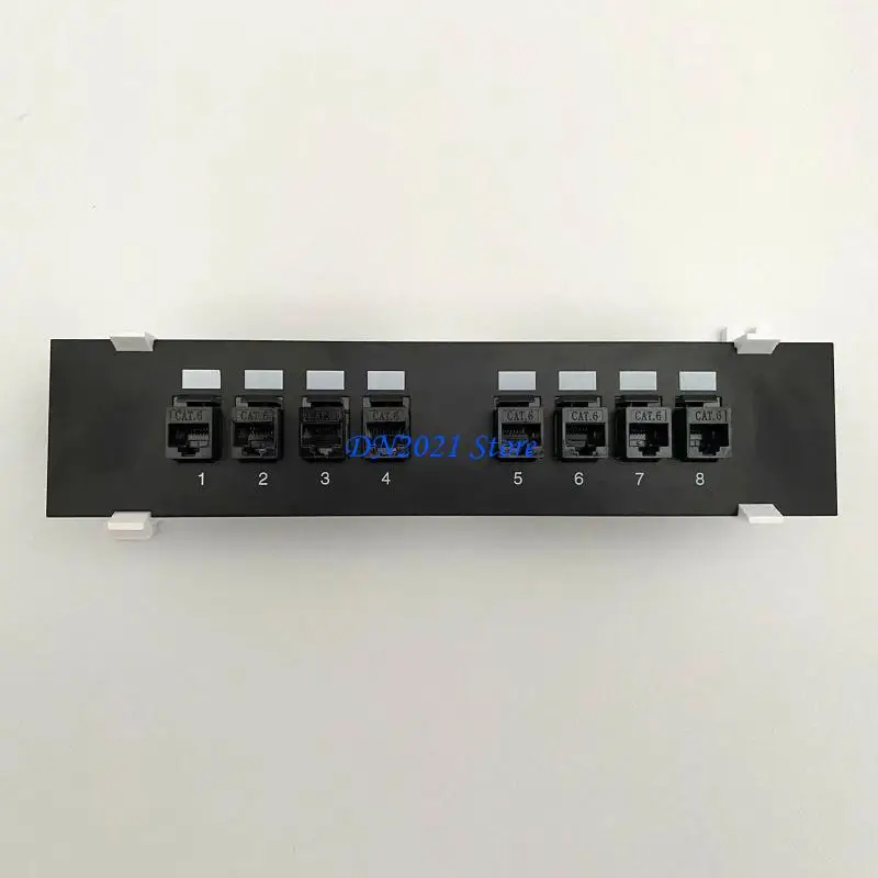 F3KE 8-Port Cat6 Patch Panel with Wall Mount Bracket RJ45 Insert Keystone Gigabit LAN Coupler Plug Frame
