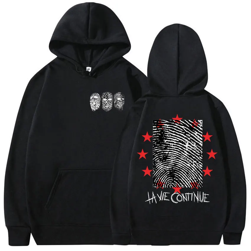 Rapero La Vie continuar Maes Tour 2025 álbum Sudadera con capucha ropa para hombre sudadera gótica de manga larga moda Sudadera con capucha de lana de alta calidad