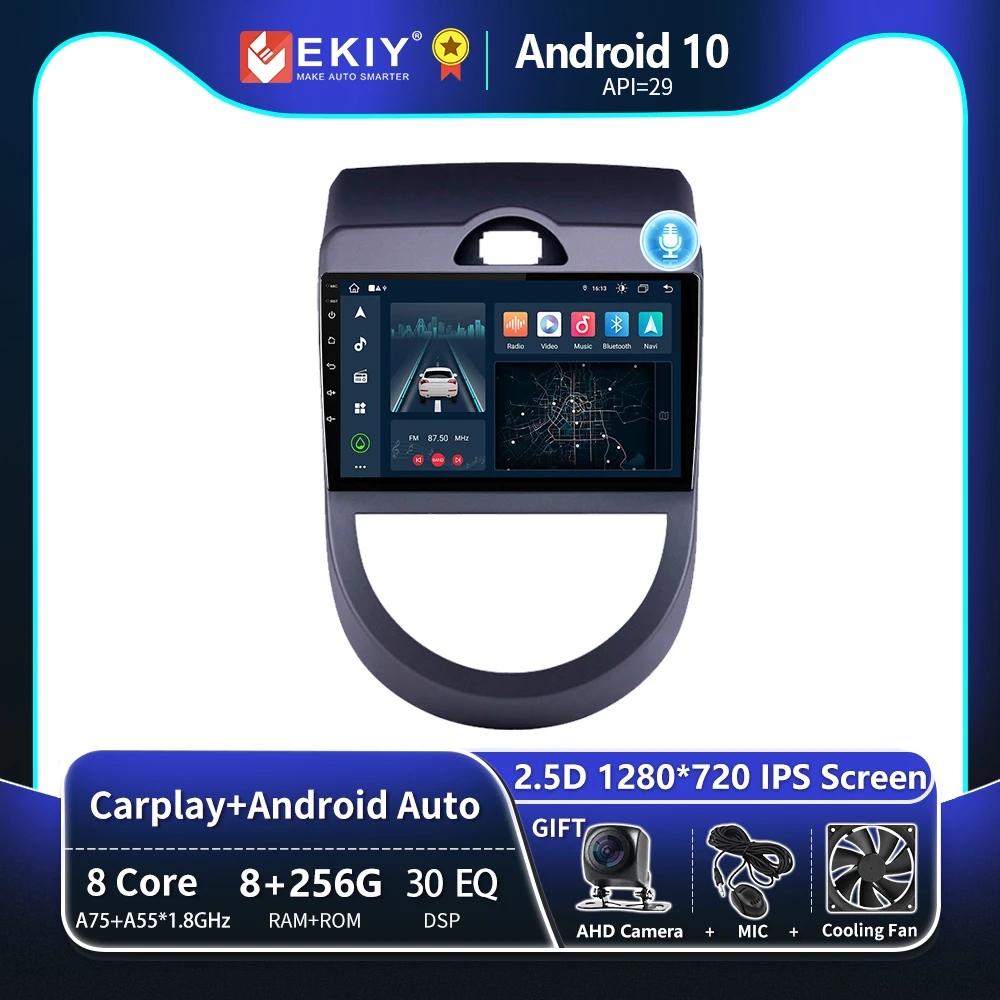 

EKIY T8 8G 256G For KIA Soul 2010 2011 2012 2013 Multimedia Player Carplay Tape Recorder Android10 Stereo Car Radio DVD Navi GPS