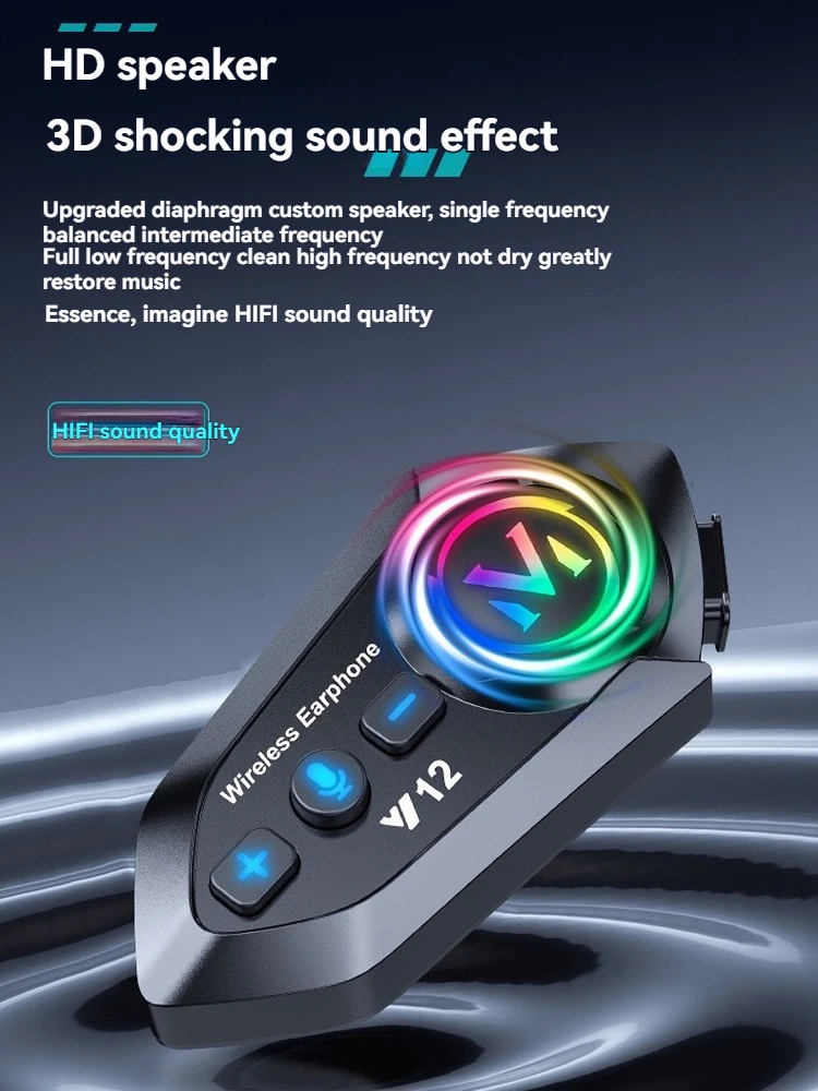 

Умная всеголосовая Bluetooth-гарнитура для шлема с Bluetooth-модулем BT5.4 Водонепроницаемость IP56, цветными световыми эффектами RGB 500 мАч