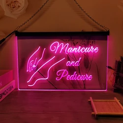 Manicure and Pedicure Art Decor For Salon Girls Room-LED Neon Sign-3D Carving Wall Art for Home,Bedroom,Office,Farmhouse Decor