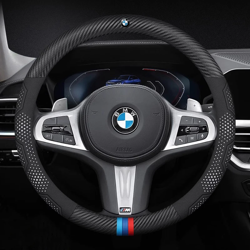 

For BMW X1 X2 X3 X4 X5 X6 X7 G20 G30 G05 F10 F15 F20 F25 F30 E36 E39 E46 E60 E70 E90 Car Suede Carbon Fiber Steering Wheel Cover