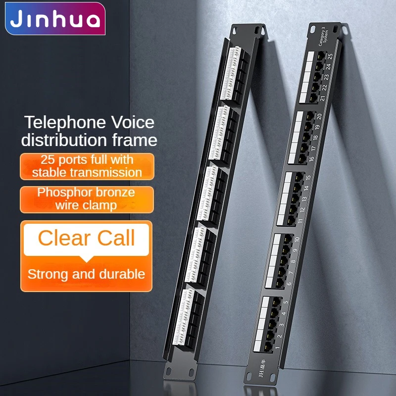 

25-Port RJ45 Telephone Voice Patch Panel Rack Mount Distribution Frame for Landline And Fax Systems