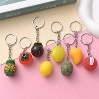 fruit key chain pineapple cantaloupe key chain star fruit persimmon pendant mangosteen lychee key chain Mango