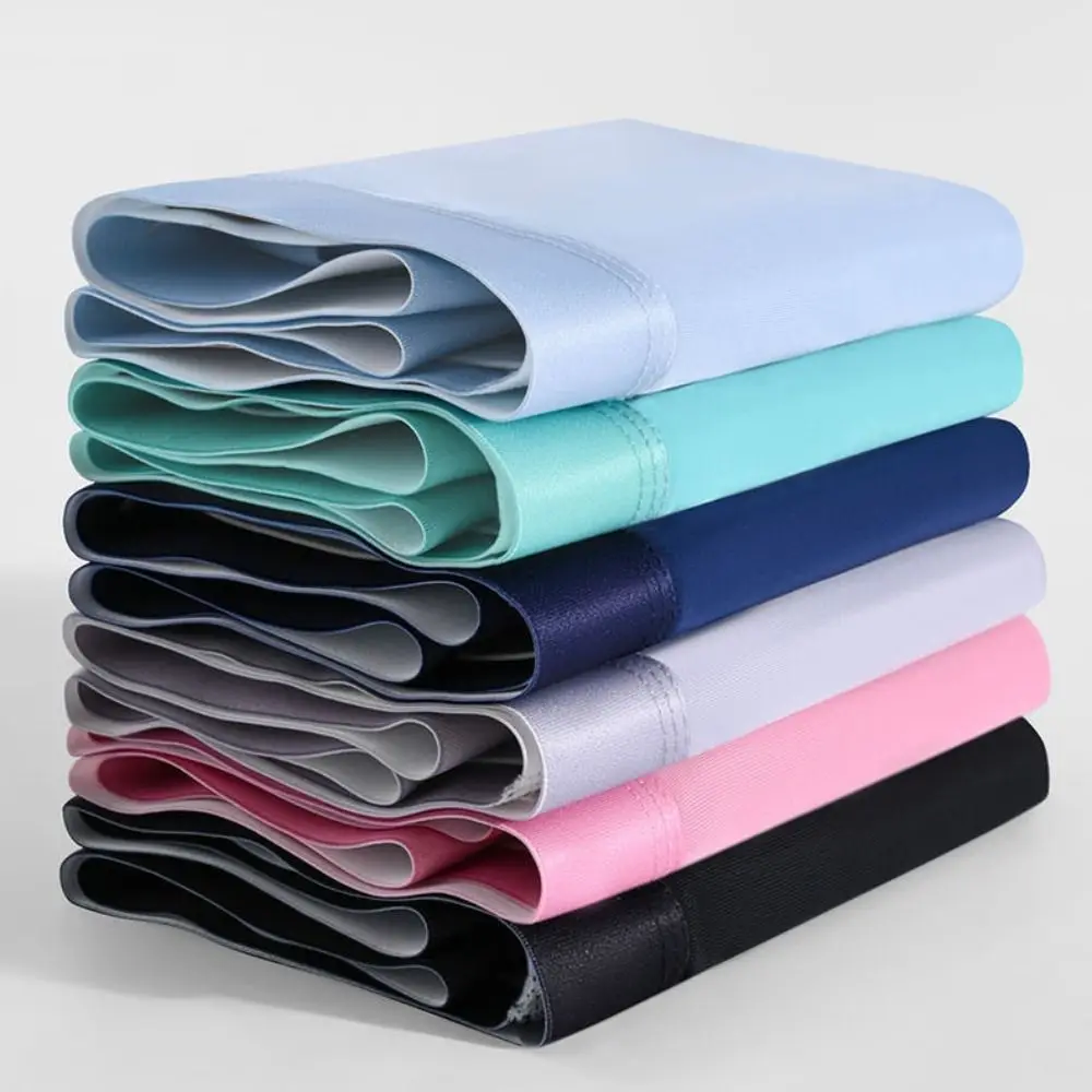 4PCS Elastic Mid Waist Men's Ice Silk Panties Simple Underpants Seamless Boxers Briefs Solid Lingerie Underwears for Man Male