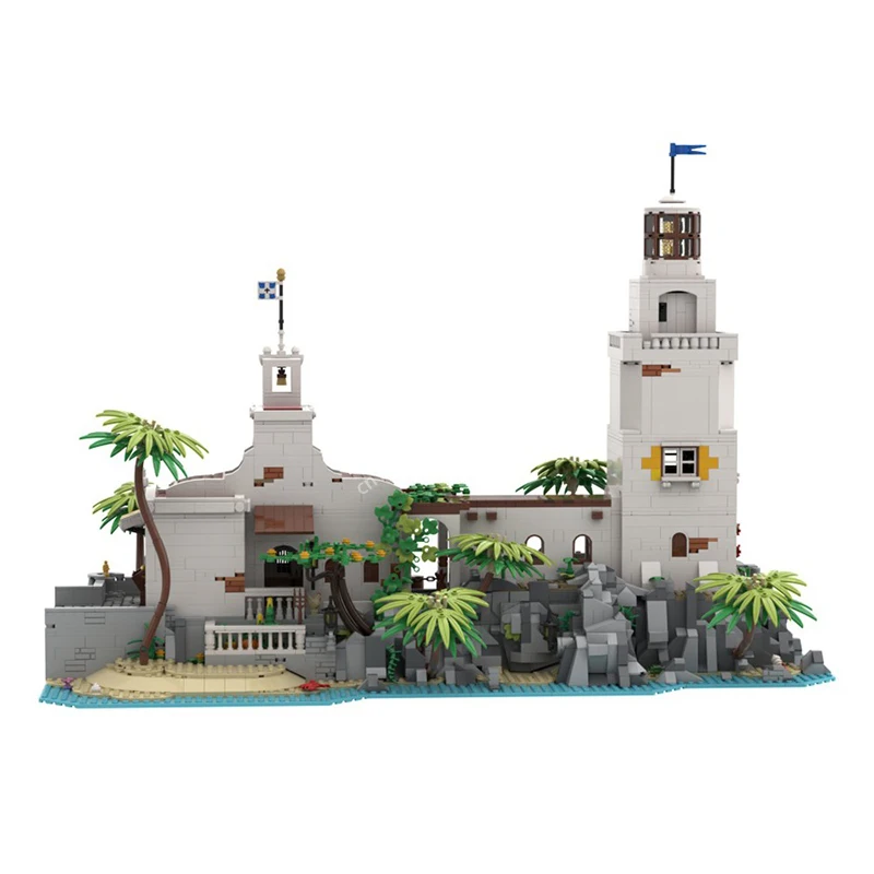 5001 sztuk Moc piraci średniowieczny Puerto Santa Maria Harbor światło modułowa architektura klocki montażowe klocki zabawki dla dzieci prezent