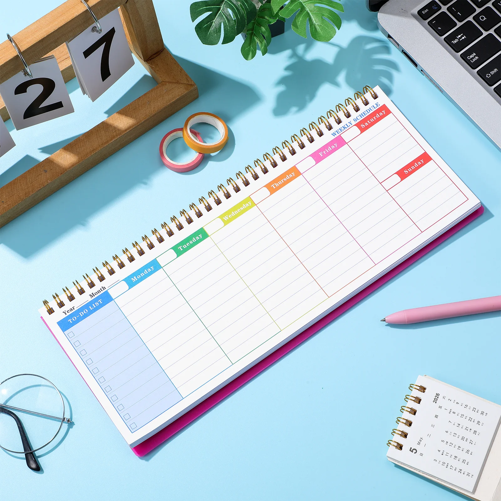 

Weekly Planning Pad English Long Strip Undated Planner Pink Tear Off to Do List Notepad Office School Schedule Calendar Sheets