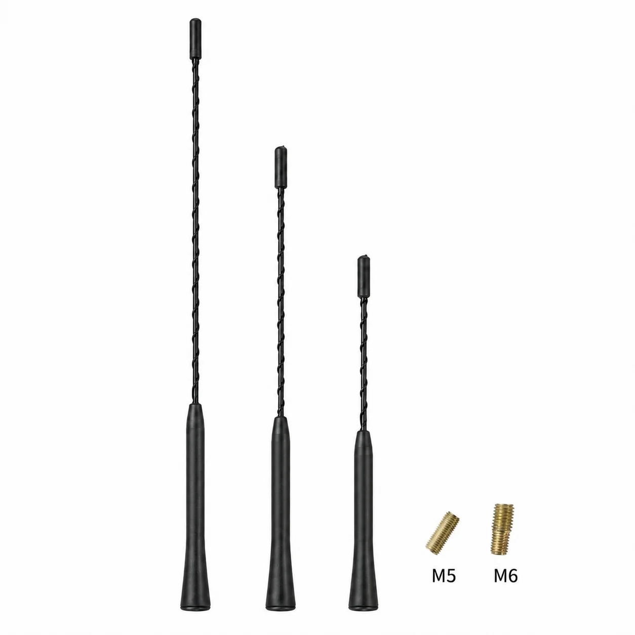 Universal Car Spiral Roof Antenna 9/11/16 Inch Better AM/FM Signal Reception Rubber Aluminum Replacement Aerial