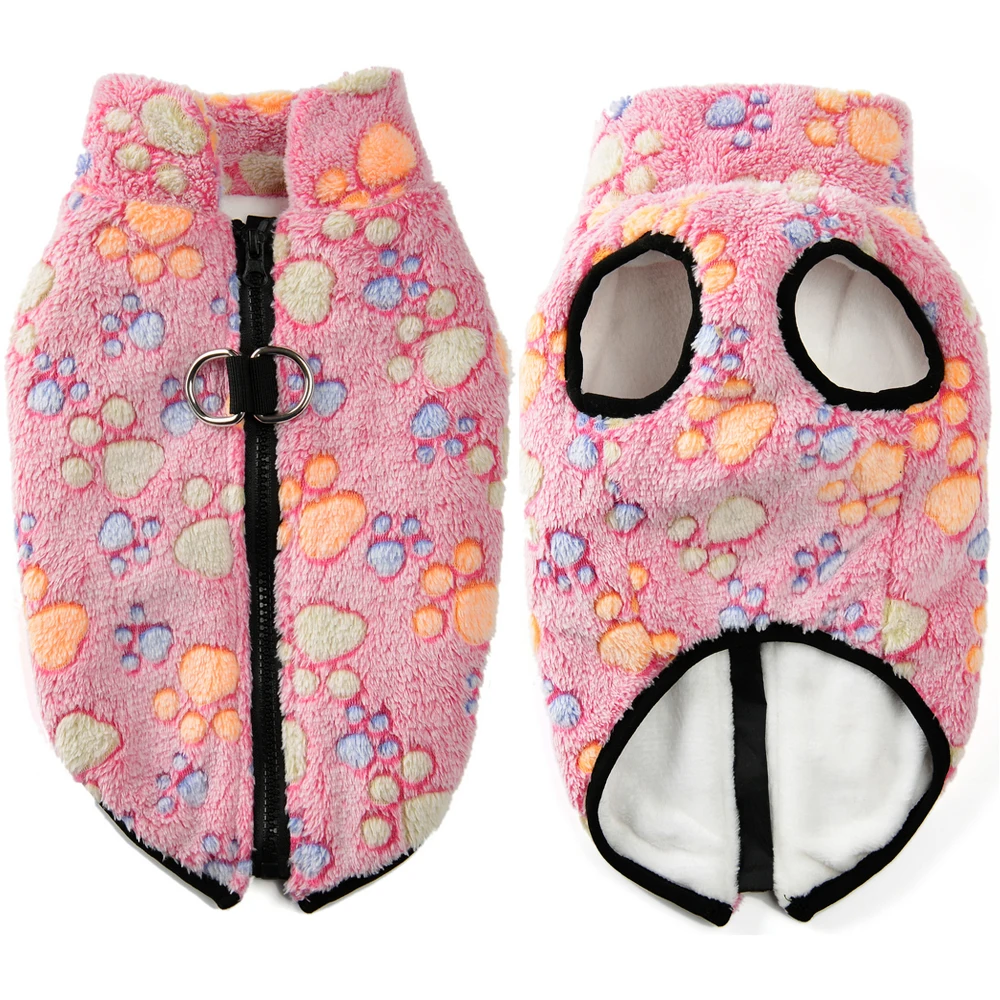 لينة الحيوانات الأليفة سترة لفصل الشتاء الدافئة الصوف معطف الكلب للكلاب الصغيرة المتوسطة لطيف باو طباعة الحيوانات الأليفة سترة ل البلدغ بيغل الصلصال وتتسابق #2