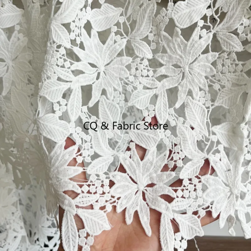 White Water-soluble Hollow Leaf Lace Fabric Clothing Skirt Clothing Designer DIY Fabric Sewing Accessories