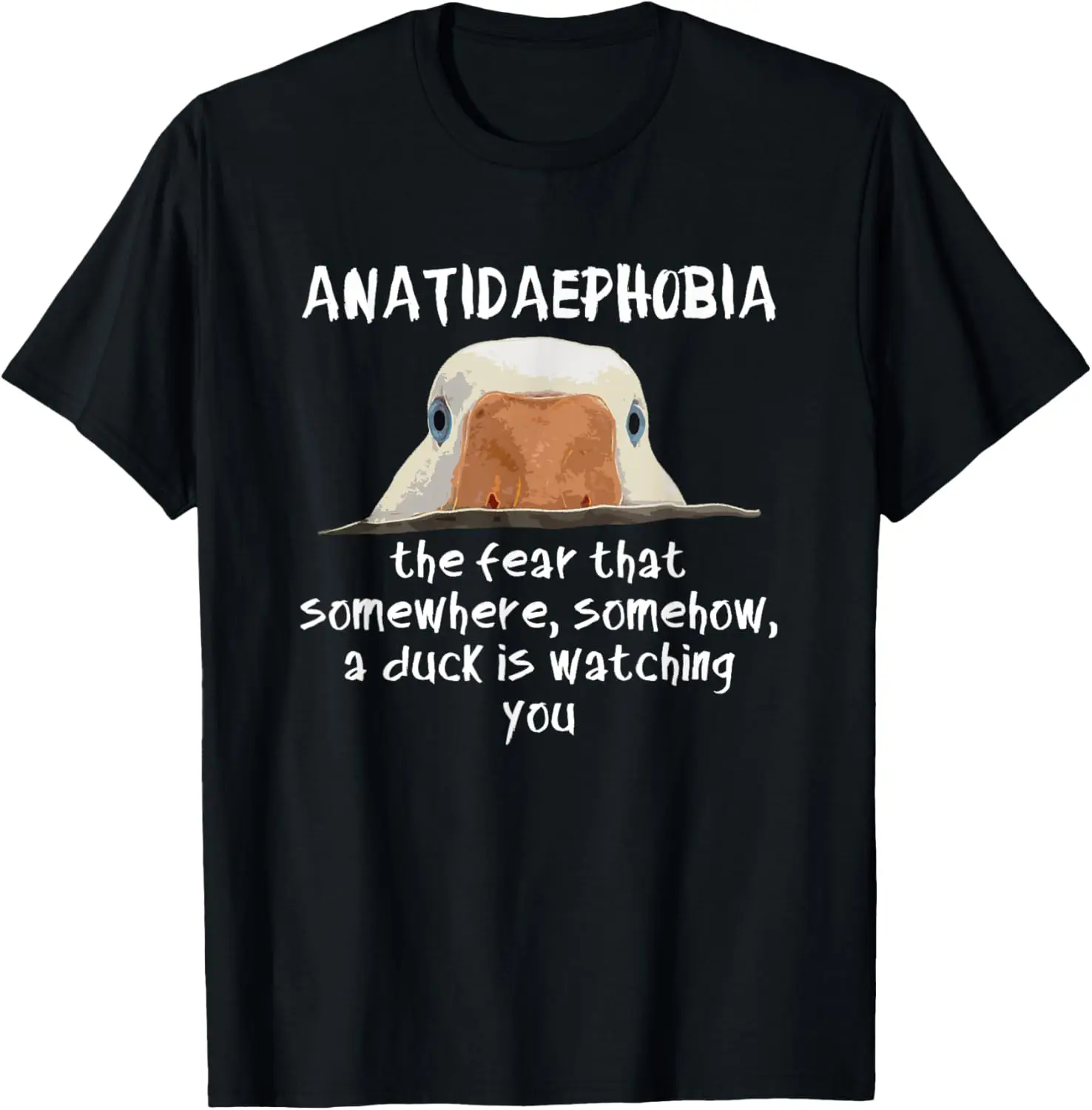 

Funny Duck Print Bird Quack Hunter Phobia Anatidaephobia T-Shirt