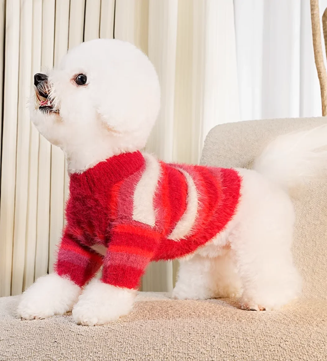 Dog Stripe Sweater Pet Clothes Autumn/Winter Bottom Sweater Schnauzer Bears Malzis Sisch Small Dog Cat Sweater Puppy Clothes