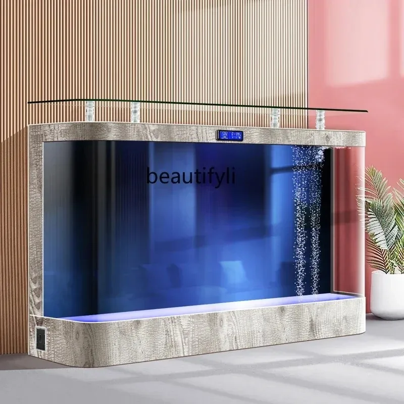 R HHNew floor-to-ceiling fish tank, living room aquarium, household integrated explosion-proof glass, ecological water goldfish,