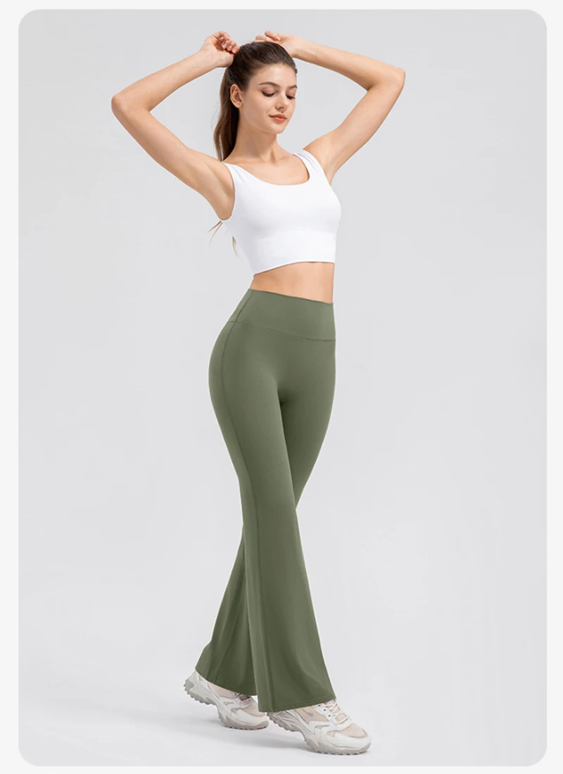 Atmungsaktive Serie Damen-Yogahose mit hoher Taille – Booty Lifting Flared Leggings, nahtlose Nylon-Spandex-Workout-Strumpfhose, Fitnessbekleidung