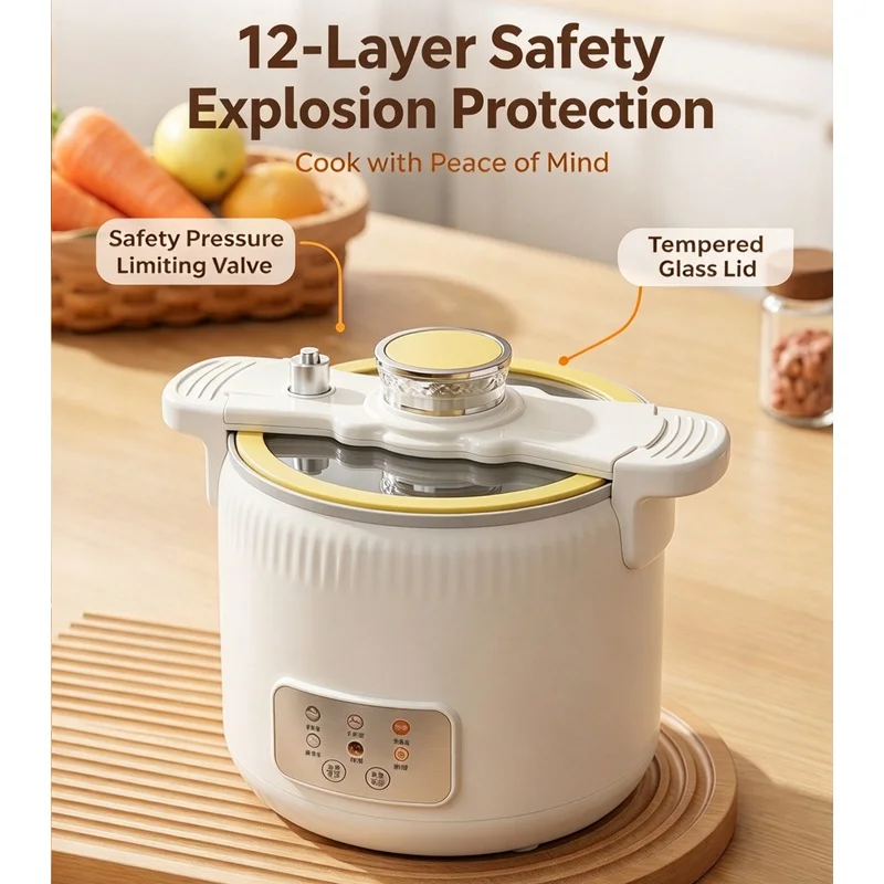 1pc 220V Micro Pressure Rice Cooker Non-Stick Inner Pot Multi-Function Electric Stew Pot for Soup Hot Pot Porridge Home Kitchen