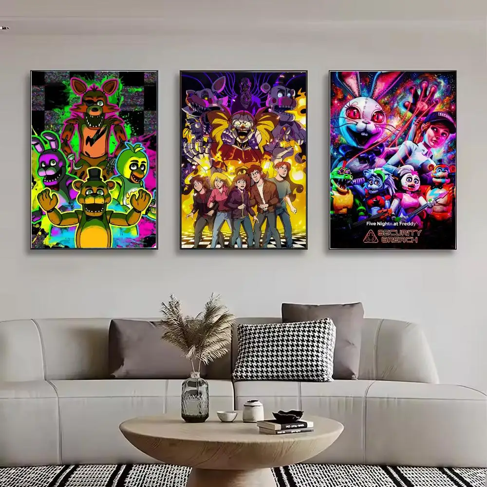 Fnaf Five-nights-At-Freddys Classic Painting Calligraphy Canvas Poster Wall Art for Bedroom Living Room Home Decor Gift