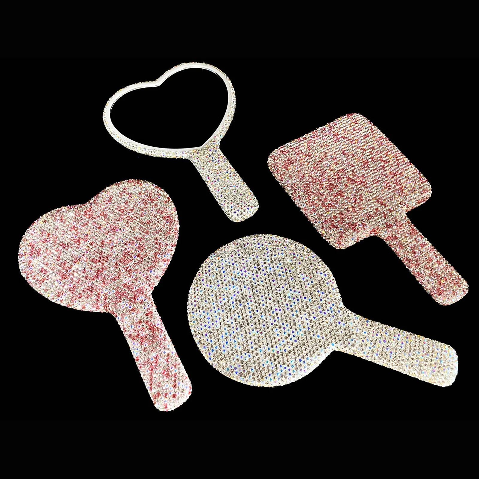 

Rhinestone Handheld Makeup Mirror Portable Compact Lightweight Mirror Durable for Travel Use Women Female Supply