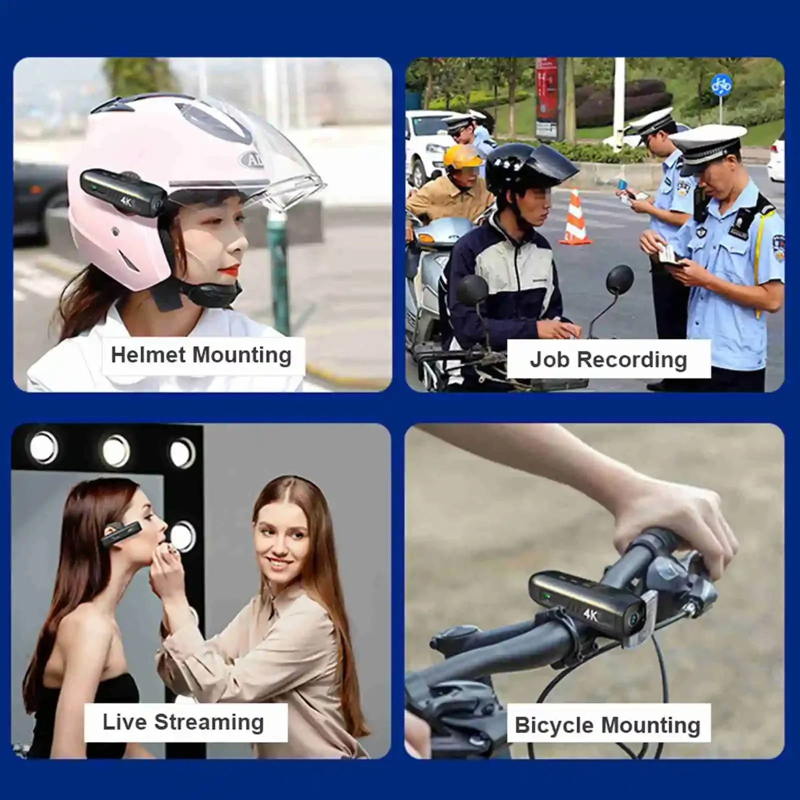 Head Mounted Camera 4K 30FPS Anti Shake and 120° Wide Angle Lens Video Camera Wearable Video Camera APP Wireless Remote Control
