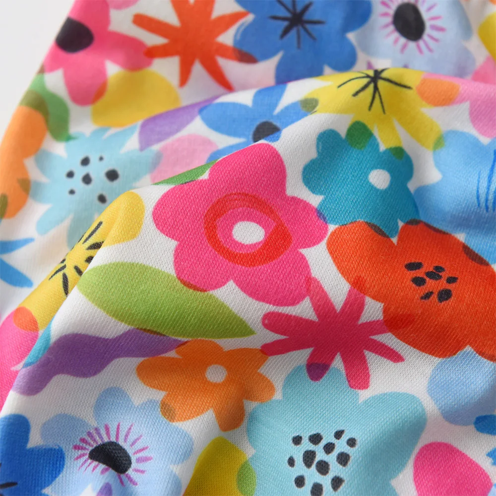 VIKITA Mädchen 2-teiliges Set Kinder Lila Kaninchen Kurzarm Baumwolle Casual T-Shirt Tops T-Shirts und Blumenhosen 2-teiliges Kleidungsset – Detail 15