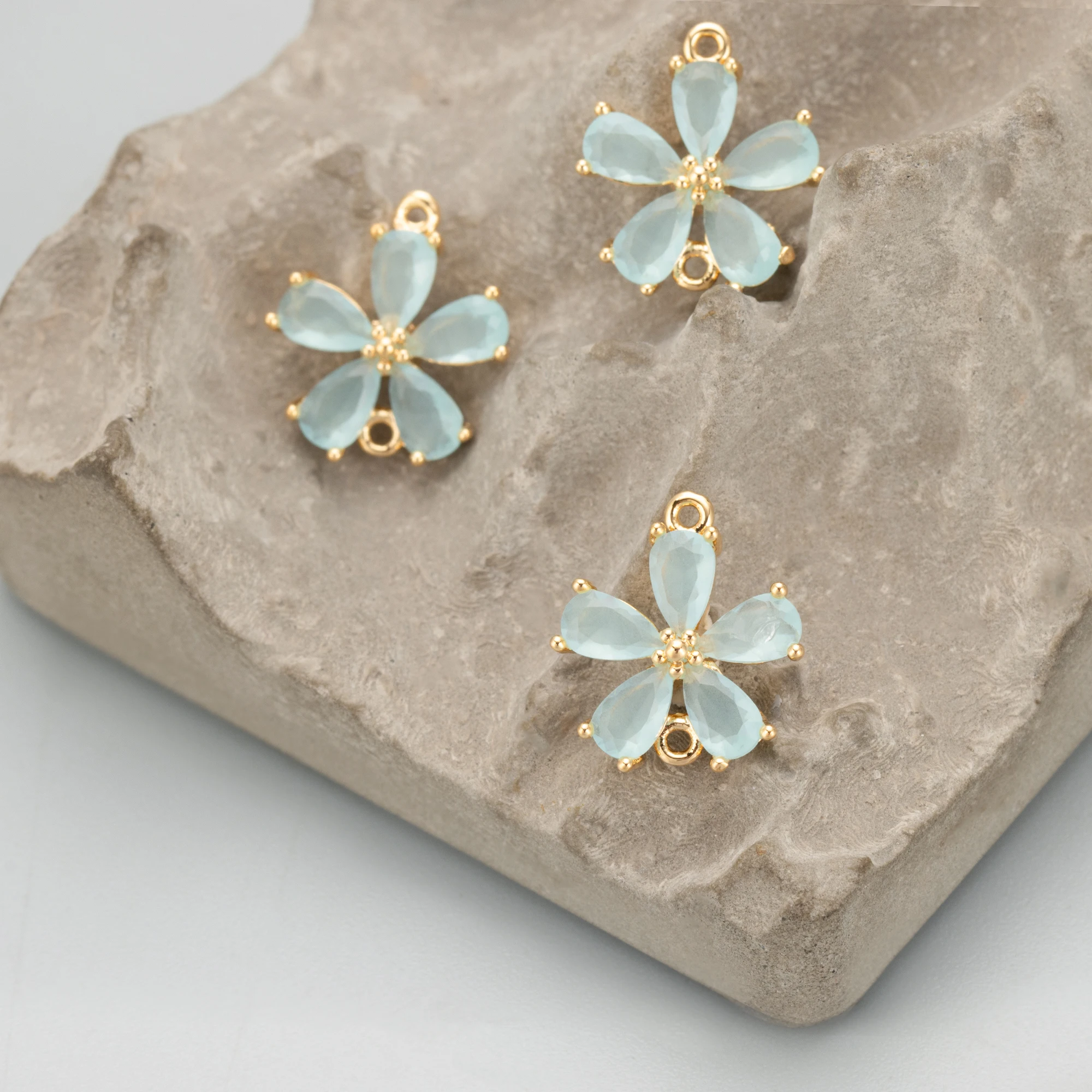 GUFEATHER-Acessórios De Jóias, Banhado A Ouro 18K, Zircões De Cobre, Passe O ALCANCE, Sem Níquel, Forma De Flor, Charme, Brinco DIY, M524, 6Pcs, Lot