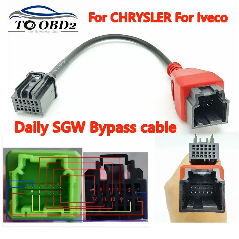 

Кабель-переходник SGW для Chrysler и Iveco, 12-контактный (штекер-гнездо), универсальный адаптер, высочайшее качество
