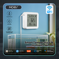Smart WiFi Temperature Humidity Sensor by MOES, 1M External Cable Probe, Tuya App Control, Compatible with Alexa & Google Home