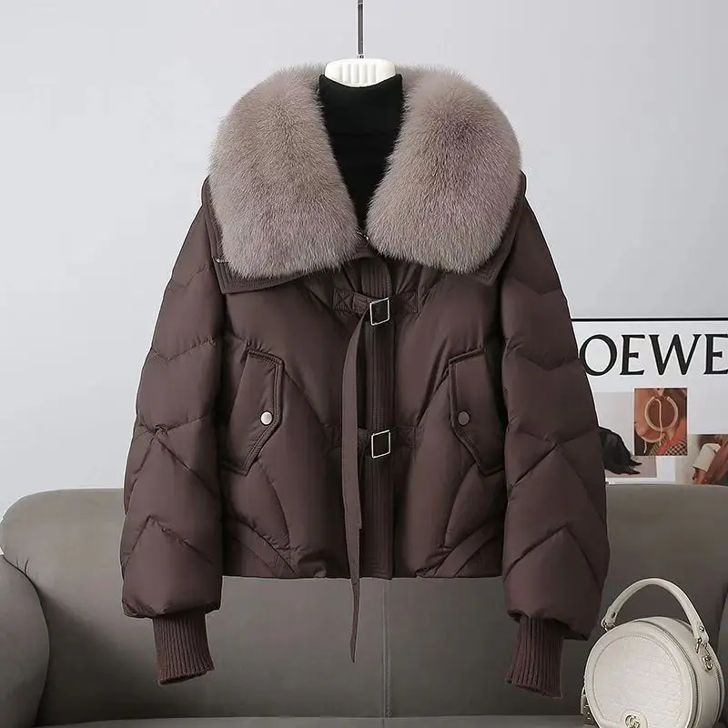 Winter Down Jacket Women Parkas 2026 New Fashion Fur Collar Warm Cotton Padded Coat Ladies Short Overcoat Overwear Tops