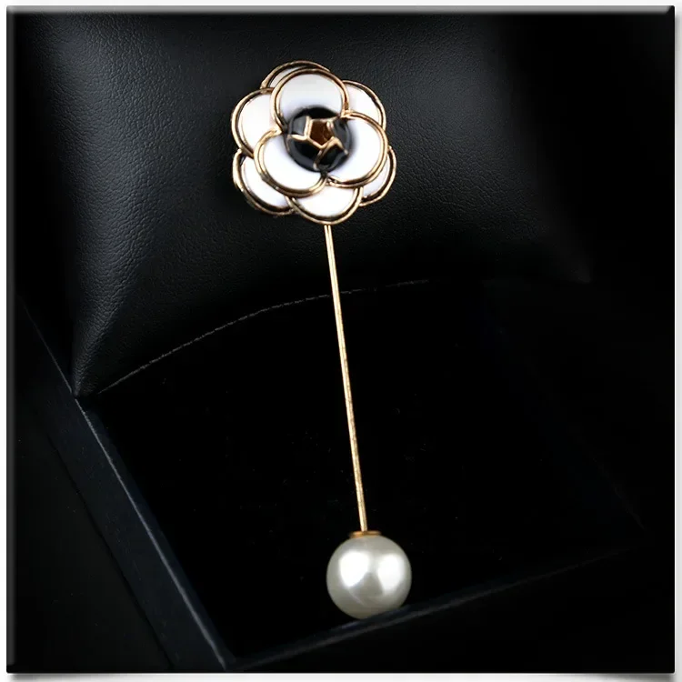 Fashion New Sweater Lapel Pins and Brooches Rose Flower Corsage Camellia Long Needle Pin Women Shawl Scraf Buckle Accessories